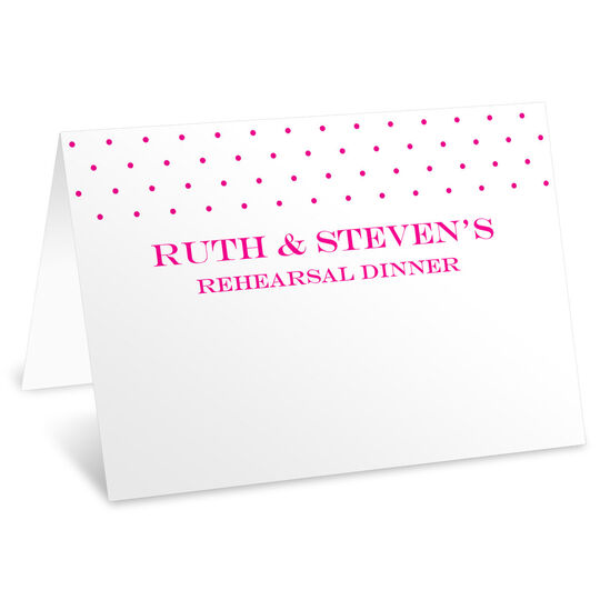 Hot Pink Pin Dot Folded Place Cards